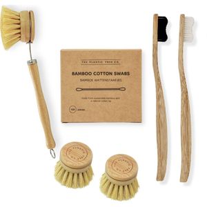 Zero Waste Starter Kit Duurzaam Bamboe Pakket Cadeau | Bamboe Tandenborstel Wattenstaafjes Afwasborstel |The Plastic Free Co.