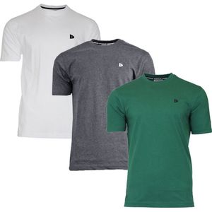 3-Pack Donnay T-shirt (599008) - Sportshirt - Heren - White/Charcoal marl/Forest Green - maat S