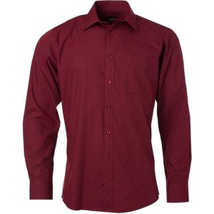 James and Nicholson Heren Longsleeve Poplin Shirt (Wijn)