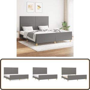 vidaXL Bedframe - Stof - Donkergrijs - 160x200 cm Bed Frame - Donkere Kleuren - Tweepersoonsbed - Boxspring - Hoofdeinde