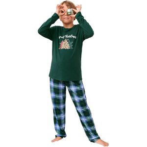 Kerst Familie Pyjama Kersttrui Familie Set Lange Mouw Tops + Broek met Kerstboompatroon voor Dames Heren Kinderen