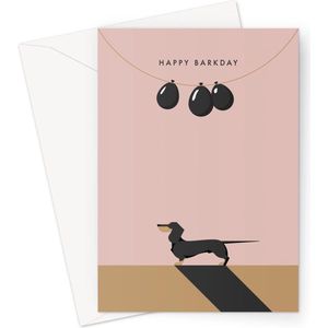 Hound & Herringbone - Zwarte Teckel Grote Verjaardagskaart - Black and Tan Dachshund Large Birthday Card (10 pack)