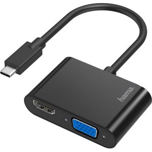 Hama 00200313 USB-C / HDMI / VGA Adapter [1x USB-C stekker - 1x VGA-bus, HDMI-bus] Zwart