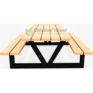 Outdoor Island - picknicktafel 200 cm- ijzer frame gepoedercoat - douglas hout - model V