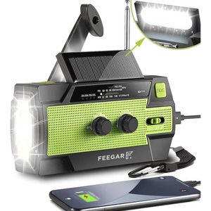 Draagbare Noodradio met Solar Oplaadfunctie - AM/FM, LED-Zaklamp, SOS-alarm en Powerbank
