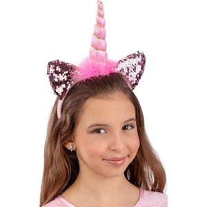 Carnival Toys Haarband Unicorn Pailletten Roze/zilver One-size