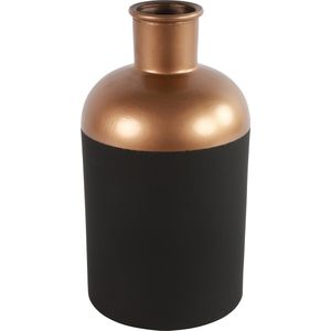 Countryfield Bloemen of deco vaas - zwart/koper - glas - luxe fles vorm - D17 x H31 cm