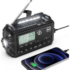 Equivera Noodradio - Noodradio - Emergency Radio - Survival Radio - Oorlog Radio - Opwindbare Radio - Solar Opwindbaar - Radio voor Rampen - SOS Alarm - Noodradio op Batterij - Draagbare Radio - AM/FM-Radio - Oplaadbare Batterij - Noodlader Telefoon