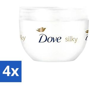 4 x Dove - Bodylotion - Silky - Verzorgend en herstellend - 300 ml - Lichaamslotion - Dove - Silk - Hydratatie - Droge Huid