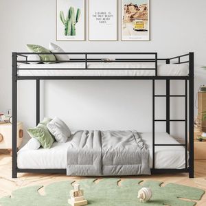 Stapelbed 140x200cm Metalen Kinderbed in Zwart - Ruimtebesparend en Stijlvol