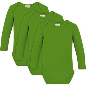 Link Kidswear - Unisex lange mouw romper van biologisch katoen - maat 50/56 - lime groen - 3 stuks