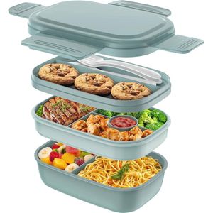 Bento Lunchbox 1900 ml voor Volwassenen en Kinderen - Lekvrije Broodtrommel met Vakken voor Picknick, Werk en Reizen
