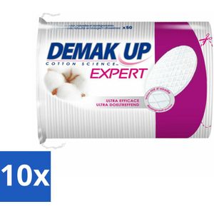 Demak'Up – Wattenpads Duo Maxi – 100% katoen & biologisch afbreekbaar – 50 wattenschijfjes - Bulkverpakking - 10 stuks