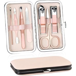 Manicure set - Manicureset Professionele Nagelknipper Wenkbrauwverzorgingsset Roestvrijstalen Nagelverzorgingstools Luxe Lederen Etui Reis Thuis