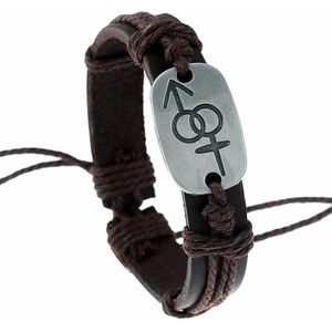 Fako Bijoux® - Leren Armband - Leder - Seksesymbool - Bruin