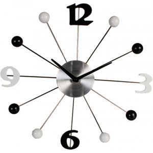 wandklok - Zwart Wit elegant - diameter 40 cm - aluminium