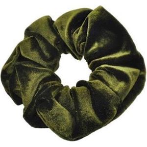 IRSA Scrunchie Velvet Leger Groen - haarwokkel - Haarelastiek - Haaraccessoire (1 stuk)