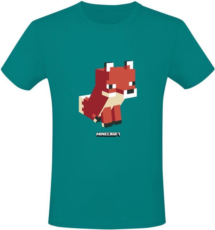 Minecraft Simple Fox T-shirt turquoise S 100% katoen Fan merch, Gaming