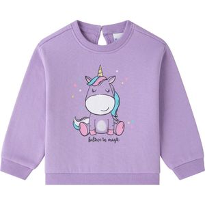Newness - sweater - meisjes - paars - eenhoorn - maat 68/74