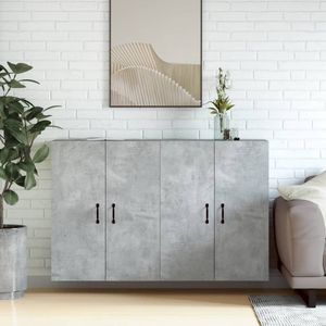 The Living Store Wandkast Betongrijs - Set van 2 - 69.5 x 34 x 90 cm - Praktisch en decoratief - Wandmontage - Hoge kwaliteit