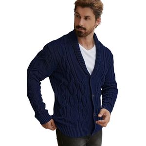 Bovista Cardigan Heren - Vest - Knopen - Warm - Gebreid Vest - Donkergrijs - S