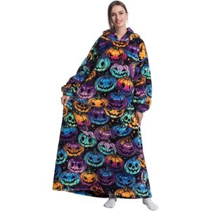 Extra Lange Oversized Deken-Hoodie voor Volwassen Vrouwen - Draagbare Fleecedeken en Pluizig Sweatshirt voor Tieners