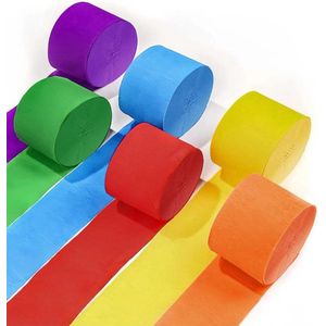 6 Rollen Regenboog Crêpepapier Kleurrijk 45cm x 25m Party Lint Rol Diy Papier Streamer voor Feest Verjaardag Bruiloft Decoratie