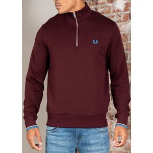 Fred Perry Half zip sweatshirt - oxblood ecru court blue