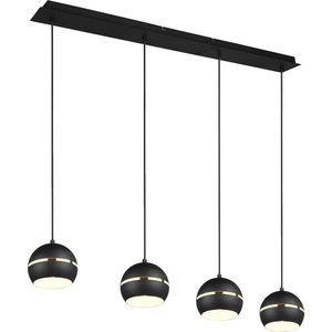 LED Hanglamp - Hangverlichting - Torna Flatina - E14 Fitting - 4-lichts - Rechthoek - Mat Zwart - Aluminium