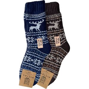 green-goose® Alpaca Sokken | Heren | Donker Grijs en Blauw | 2 Paar | 100% Alpaca Wol | Maat 43-46 | Heerlijk Warm en Rekbaar