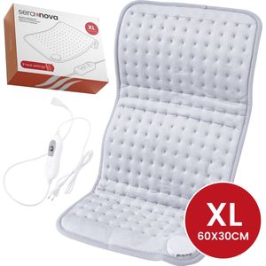 Seranova Elektrisch Warmtekussen voor Rug, Voeten, Nek, Schouders, Buik - Heating Pad - Verwarmingskussen - Wasmachine - 60x30cm - Lichtgrijs