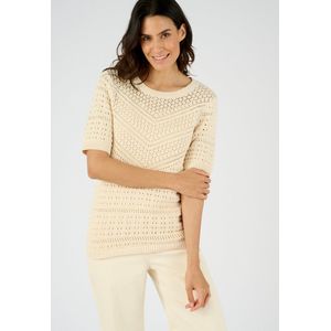 Damart - Sierlijk gebreide trui, puur katoen - Dames - Beige - XL