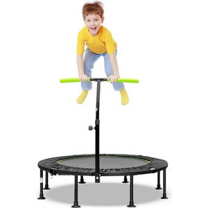 φ 120 cm mini-trampoline, opvouwbaar, fitness trampoline met in hoogte verstelbare handgreep, kindertrampoline, tuintrampoline, indoor- en outdoortrampoline voor volwassenen en kinderen