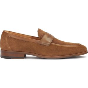 Suede brown loafers with perforations