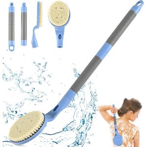 Rugborstel met lange handgreep voor douche, 22"" badborstel voor douche, rugschrobber, exfoliatie en verbeterde huidgezondheid voor ouderen met beperkte armbeweging