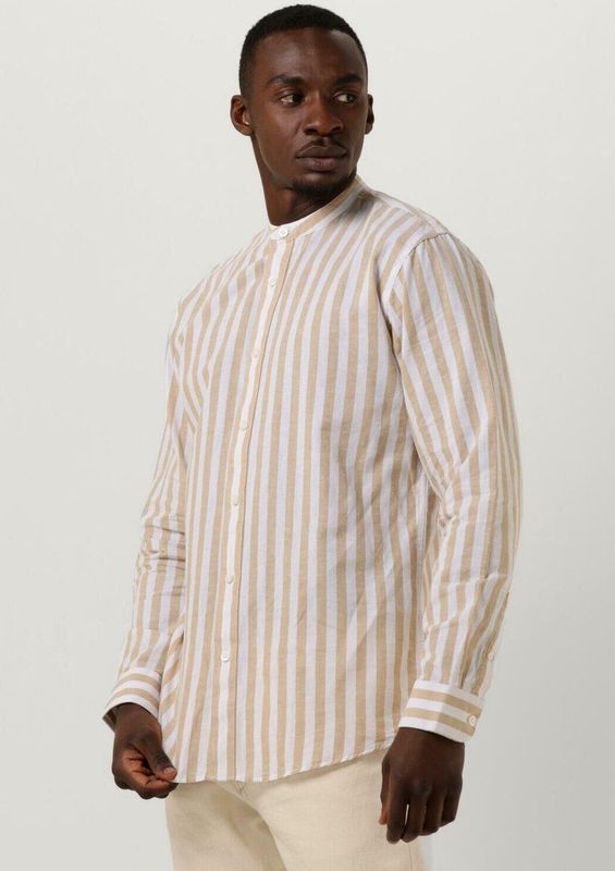 SELECTED MEN Slhslimnew-linen Shirt Ls Band W - met lange mouwen - Heren Camel - Maat XL