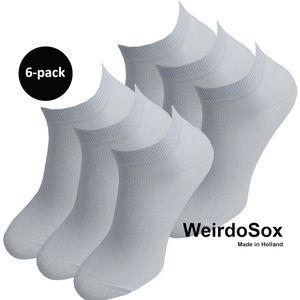 WeirdoSox Bamboe naadloze sneaker sokken Wit - Anti zweet - Anti bacterieel - Dames en heren - 6 Paar - Maat 47/50