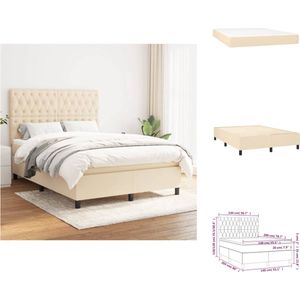 vidaXL Boxspringbed - Comfort - Bed 203 x 144 x 118/128 cm - Pocketvering matras 140 x 200 cm - Huidvriendelijk topmatras 140 x 200 cm - Crème - Duurzaam materiaal - Bed