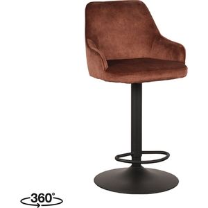 LABEL51 Fender Barkruk - Oranje - Velvet - Zithoogte 64-84 - Kruk - - Draaibaar - Met Armleuning