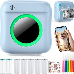 Equivera Mini-Printer - Pocket Printer - Mobiele Fotoprinter - Draagbaar & Draadloos - Leerhulp & Notites