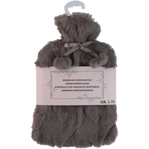 Warmwaterkruik - Donkerbruin - 1,75L - Fluffy Pluche Hoes - Bedkruik