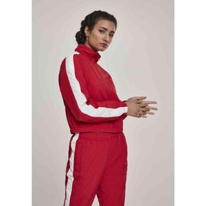 Urban Classics Trainings jacket -L- Short Striped Crinkle Rood/Wit