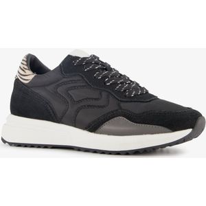 Hush Puppies suede dames sneakers met zebraprint details zwart - Maat 39 - Uitneembare zool