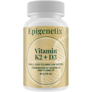 Epigenetix - Vitamine K2 + D3 - 60 premium softgels - Optimale ondersteuning voor de botten, immuniteit en hartfunctie, twee krachtige vitaminen in één softgel, bij vermoeidheid of gebrek aan energie & neerslachtige stemming in de winter