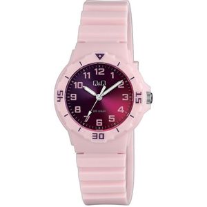 Q&Q VR19J019Y - Horloge - Sport - Analoog - Dames - Vrouwen - Kinderen - Plastic band - Rond - Kunststof - Cijfers - Roze - 10 ATM