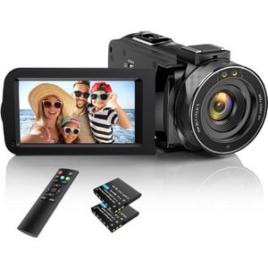 Handycam – Videocamera 1080p 36MP – Vlog Camera Voor Beginners – 16x Zoom - Compacte Filmcamera Met Draaibare Flip-Screen – Nachtzicht – Vlogcamera Met Anti-Shake-Functie – Zwart