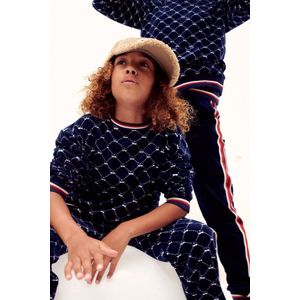 Woody X Anne Kurris huispak velours meisjes/dames - blauw - 233-18-AHA-V/975 - maat 128