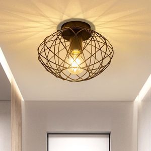 NETTLIFE Plafondlamp E27 - Zwart - Industriële ganglamp - Metaal - met UFO-design - voor woonkamer keuken slaapkamer - 25cm