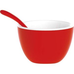 Zak!Designs Twotone Kom - Incl. Lepeltje - Melamine - Ø 7,5 cm - Rood/Wit