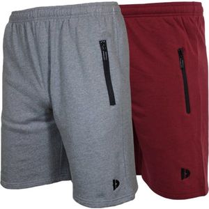 2-Pack Donnay Joggingshort (Nick) - Sportshort - Heren - Silver-marl/Burgundy (632) - maat XL